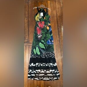 Desigual Black Colorful Butterfly Sleeveless Maxi Dress